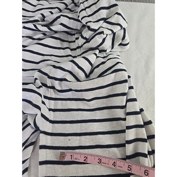 J. Jill Open Front Duster Cardigan Womens 2X Blue White Striped Coastal Sailor - Picture 10 of 11